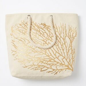 Golden Coral Rope Oversized Tote Beach Bag